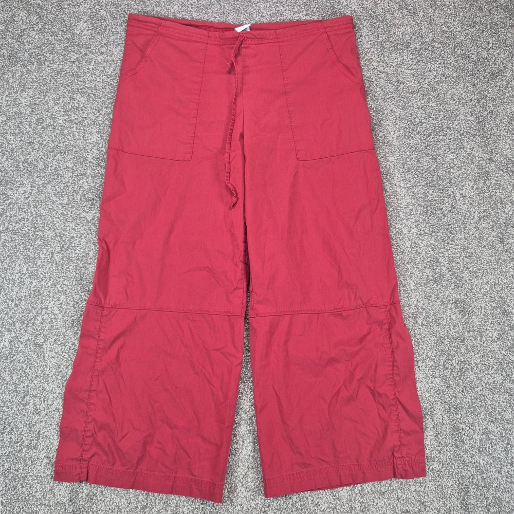 Be Present Yoga Pants Womens Large Red Wide Leg Split Hem Made in USA